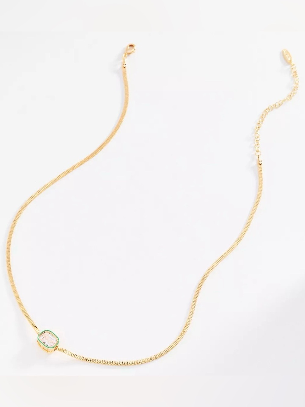 Anthropologie Enamel Bezel Crystal Pendant Necklace NEW